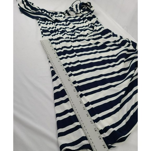 EUC Emerald Sundae Cold/Off Shoulder Womens Sz XL Navy Blue White Striped Dress - Picture 5 of 8